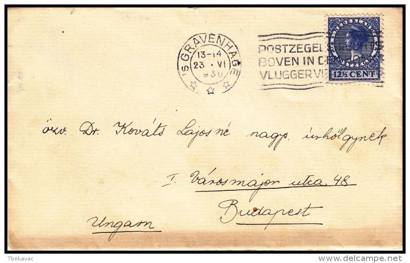 Netherlands 1930, Cover Gravenhage To Budapest - Lettres & Documents