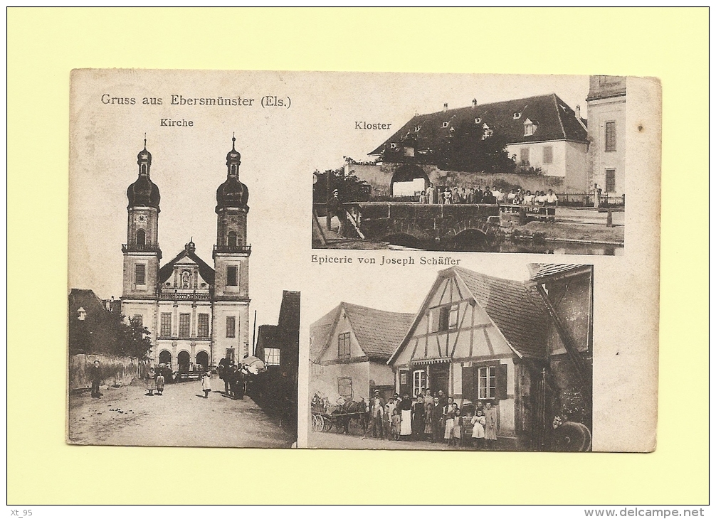 Gruss Aus Ebermunster - Kirche Kloster Epicerie - Carte Avec Petits Défauts Mais Rare - Ebersmunster