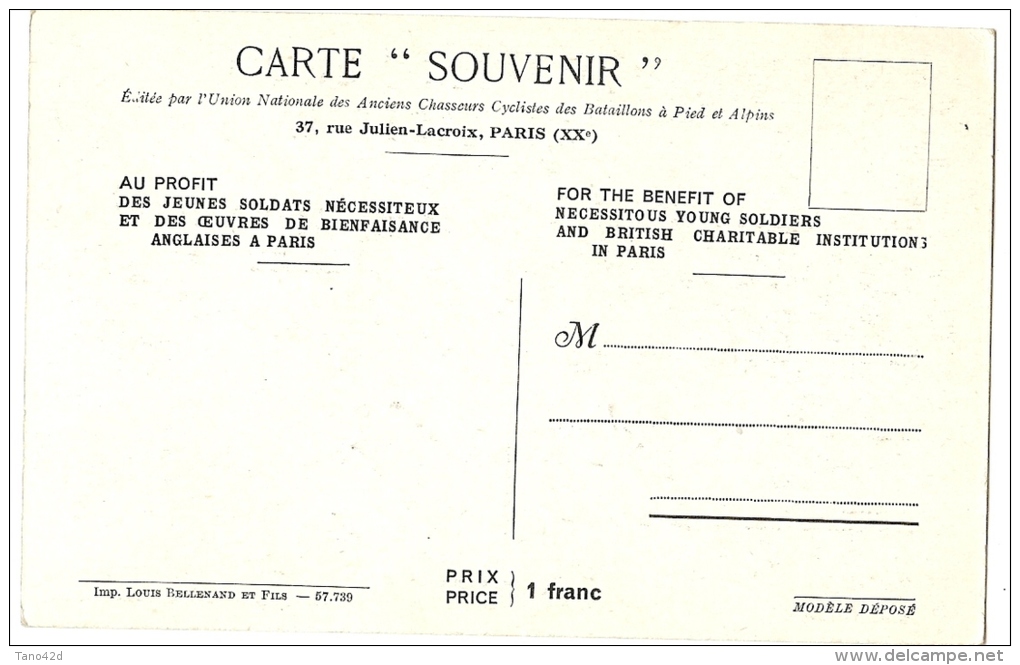 LBL17 - CARTE SOUVENIR DE L'AMITIE FRANCO-ANGLAISE EMISE AU PROFIT DES OEUVRES DE BIENFAISANCE - Militaria