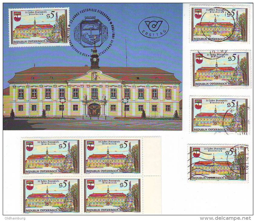 1053m: Österreich Aus 1989, Maximumkarte Und **/o Motivgleiche Briefmarken - Stockerau