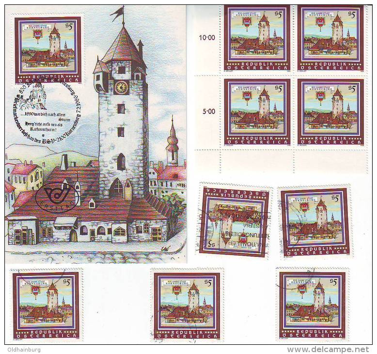 1051d: Österreich Aus 1986, Maximumkarte Und **/o Motivgleiche Briefmarken - Korneuburg