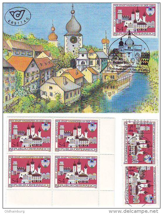 1051h: Österreich Aus 1986, Maximumkarte Und **/o Motivgleiche Briefmarken - Waidhofen An Der Ybbs