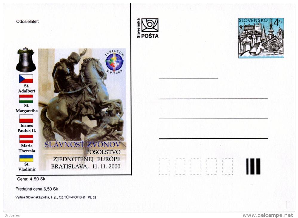 Entier Postal De 2000 Sur Carte Postale Illustrée - Postales