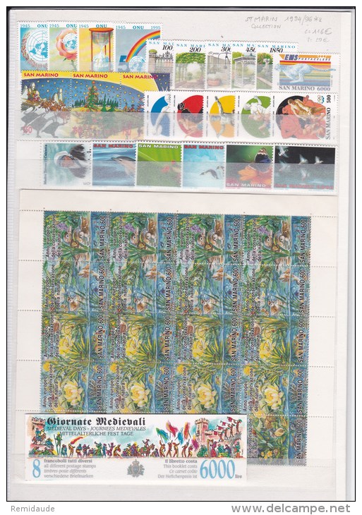 SAINT MARIN - COLLECTION NEUFS ** MNH 1994/96 - 2PAGES - COTE = 116 EUR. - Ungebraucht