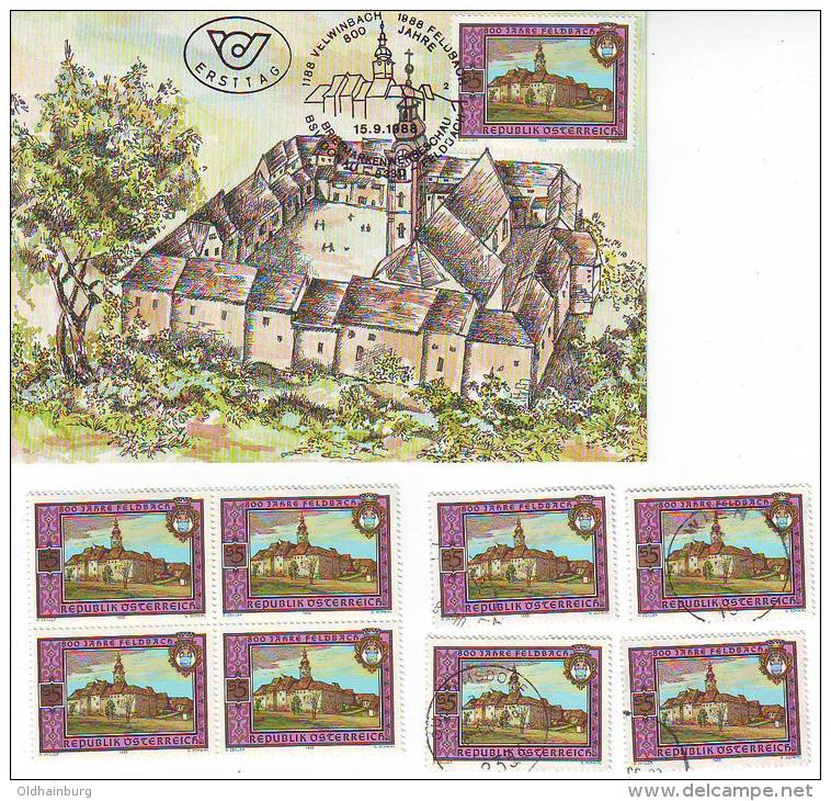 1052o: Österreich Aus 1989, Maximumkarte Und **/o Motivgleiche Briefmarken - Feldbach