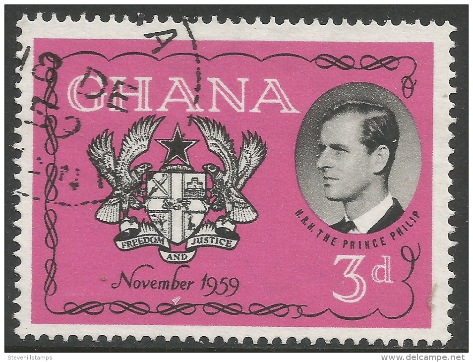 Ghana. 1959 Visit Of The Duke Of Edinburgh To Ghana. 3d Used - Ghana (1957-...)