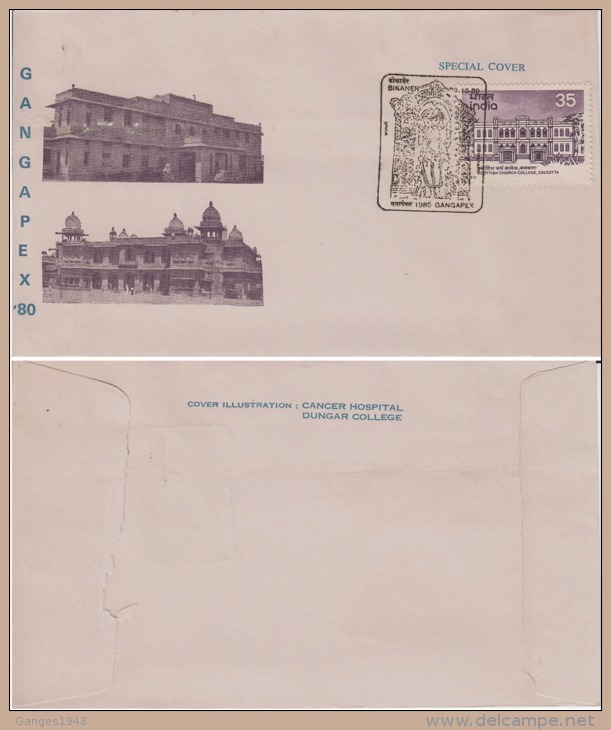 India  1980  Dungar College  Cancer Hospitall  Bikaner  Special Cover # 49777 - Pharmacie