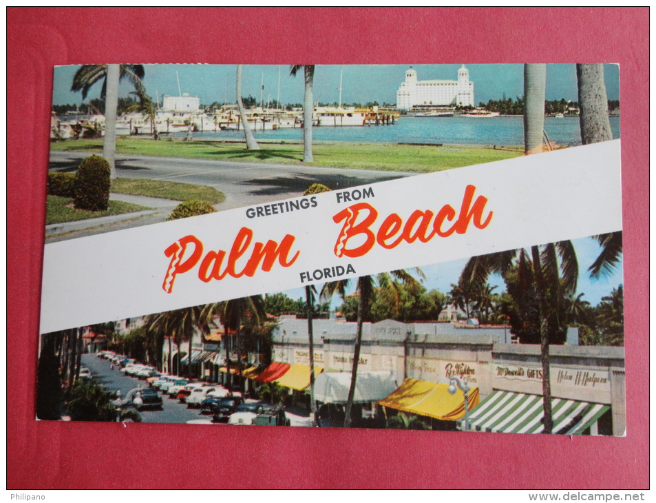 Florida > Palm Beach   Greetings 1957 Cancel -------- Ref 1023 - Palm Beach