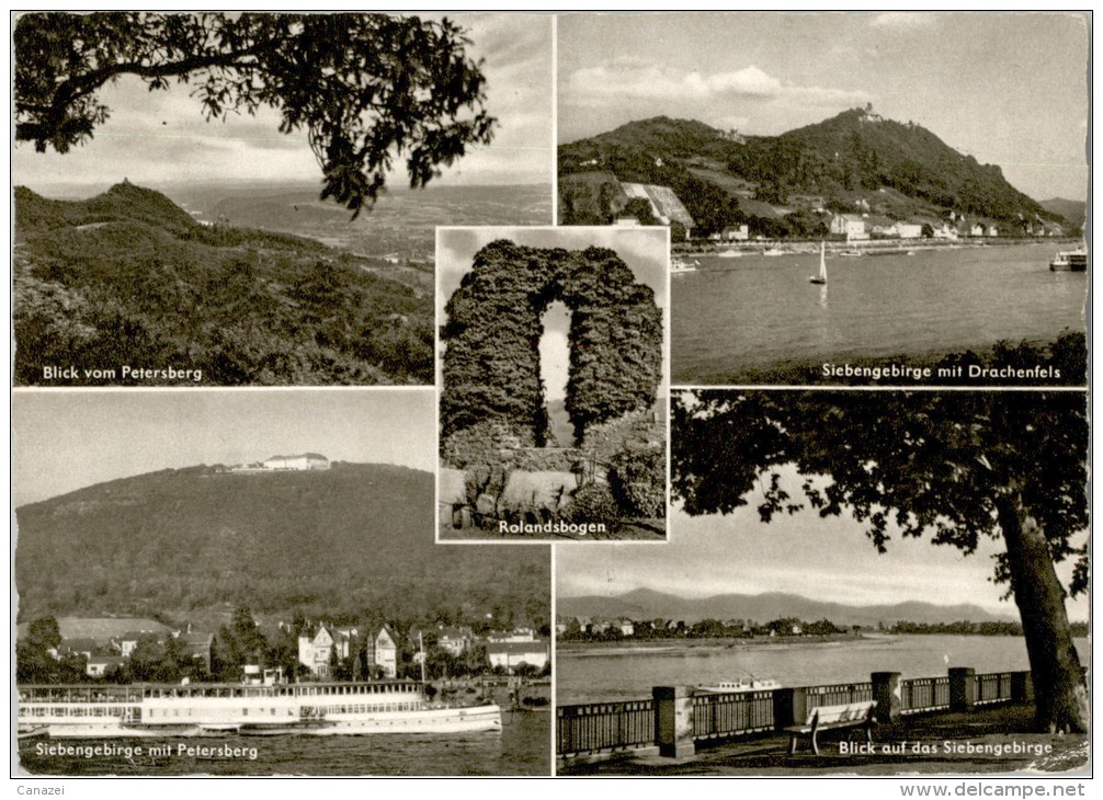 AK Rolandsbogen, Siebengebirge, Drachenfels, Petersberg, Gel 1960 - Drachenfels