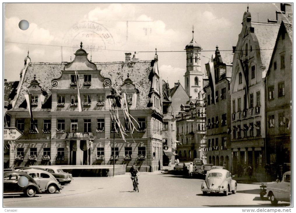 AK Memmingen, Markt, Großzunfthaus, Kreuzherrnkirche, Gel 1962 (VW-Käfer) - Memmingen