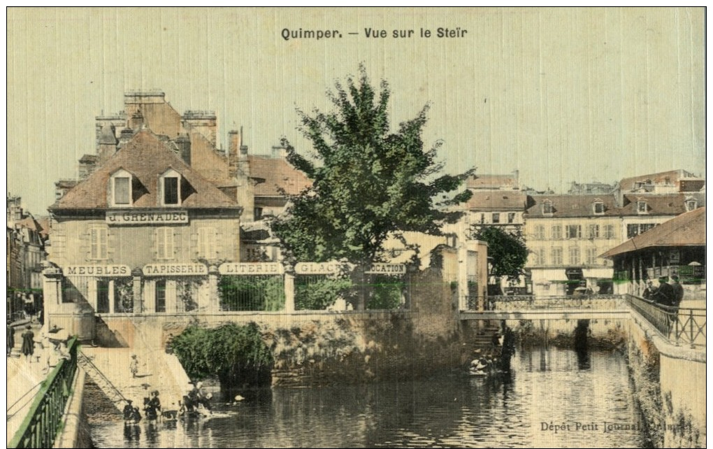 29-2626B - QUIMPER - Vue Sur Le Steir (pliure Franche Coin Inférieur Gauche) - Carte Toilée - Quimper