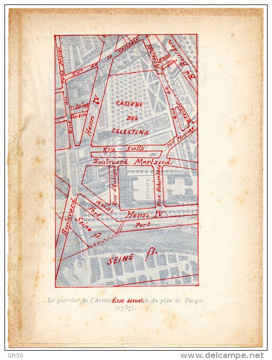 Plan Du Quartier De L´ ARSENAL  (PARIS ) En 1737 Avec Calque Transparant  Reprenant Le Plan Actuel (1912) - Non Classés