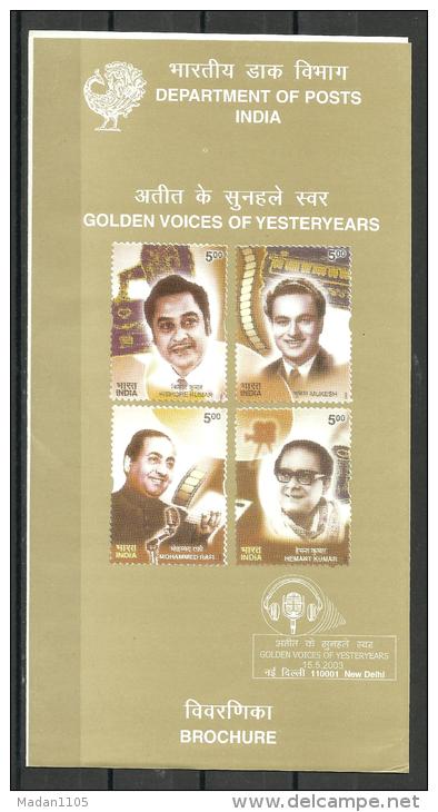 INDIA, 2003,  Golden Voices Of Yester Years, Singers,  Brochure 3-fold Folder - Covers & Documents