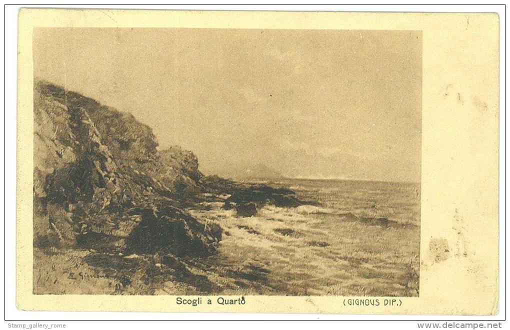 CARTOLINA - SCOGLI A QUARTO - PANORAMA COSTIERO  -  VIAGGIATA NEL 1908 - Quartu Sant'Elena