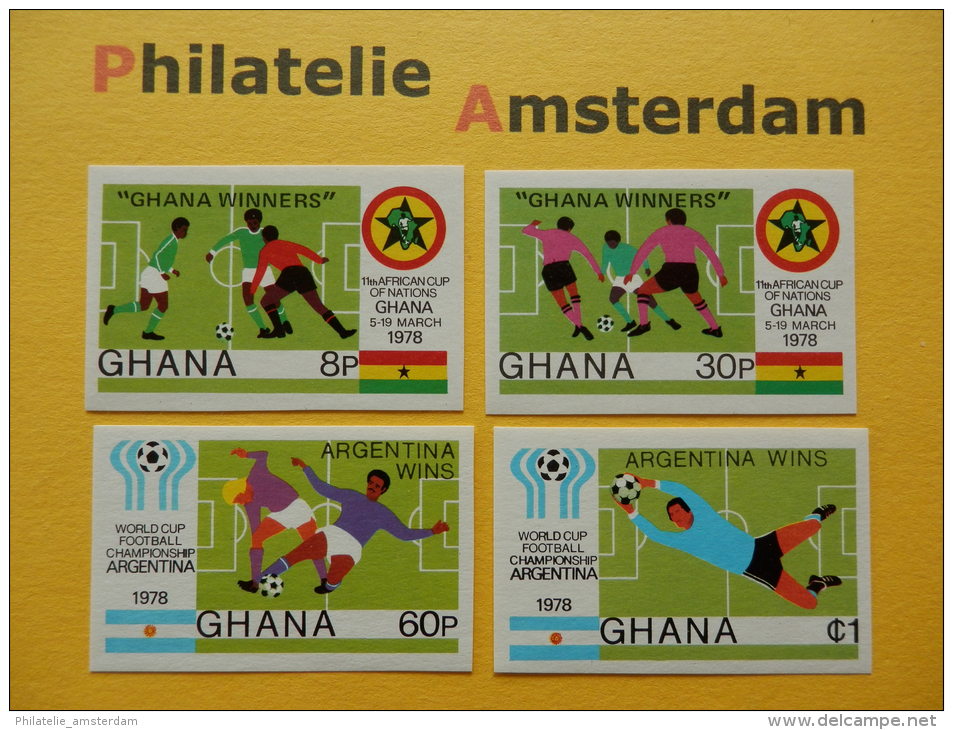 Ghana 1978,  IMPERF / 'GHANA WINNERS' OVERPRINT / FOOTBALL SOCCER VOETBAL FUSSBALL FUTBOL CALCIO: Mi 771-74, Type B, ** - Coupe D'Afrique Des Nations