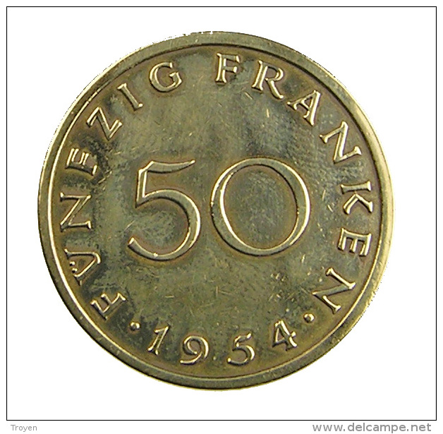 Allemagne -  50 Franken - Saarland - 1954  -  Br.Alu - Tb+ - 50 Franken