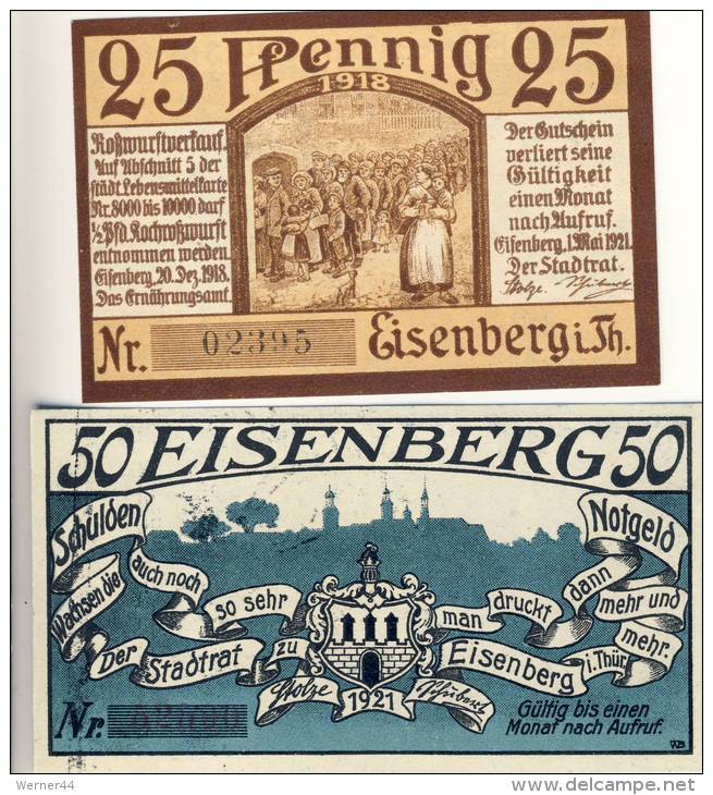 Eisenberg V. 1921   25,50 Pfennig  --  Siehe Foto !!   ( NOTGELD )   (1276) - [11] Emissions Locales