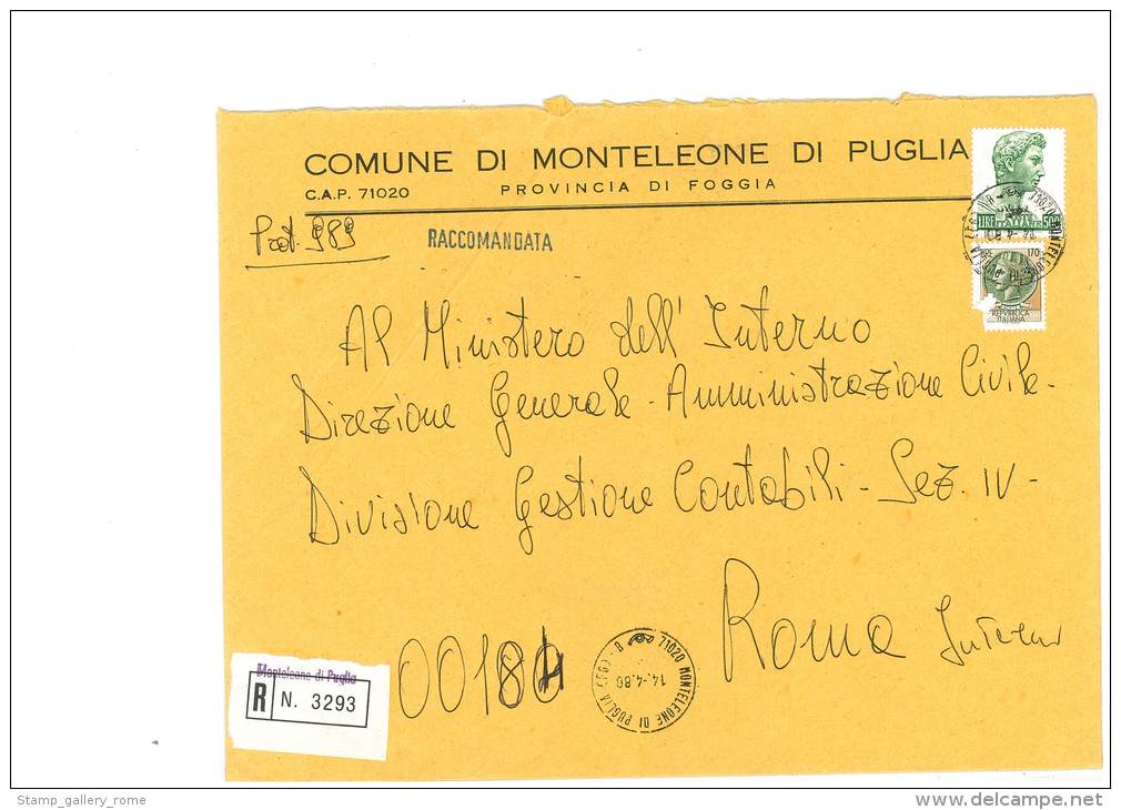 MONTELEONE DI PUGLIA - 71020 - PROV. FOGGIA - R - FORMATO 18X24 - TEMA TOPIC COMUNI D´ITALIA - STORIA POSTALE - Macchine Per Obliterare (EMA)