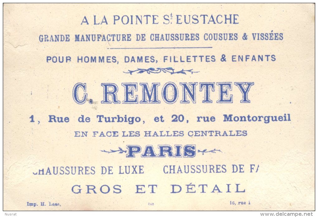 Paris, A La Pointe St Eustache, C. Remontey, Chromo Lith. Laas, Pierrot écrit à Colombine - Autres & Non Classés