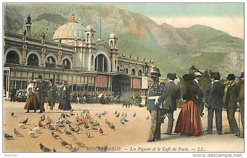 Monaco -ref B732- Monte Carlo - Les Pigeons Et Le Cafe De Paris    - Carte Bon Etat - - Monte-Carlo