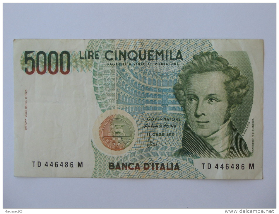 5000 LIRE - Cinquemila - ITALIE  - Banca D´Italia 1985. - 5000 Lire