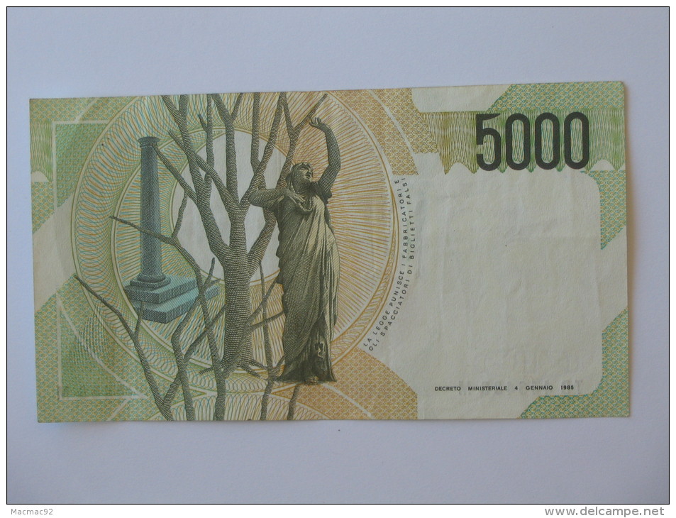 5000 LIRE - Cinquemila - ITALIE  - Banca D´Italia 1985. - 5000 Lire