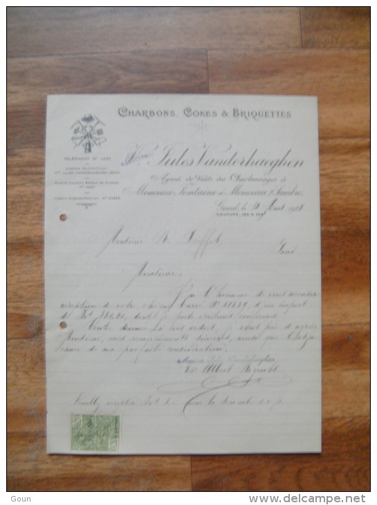 FF Document 1928 Veuve Jules Vanderhaeghen Gand Charbons Cokes Et Briquets Agent Vente Charbonnages Monceau Sur Sambre - ... - 1799