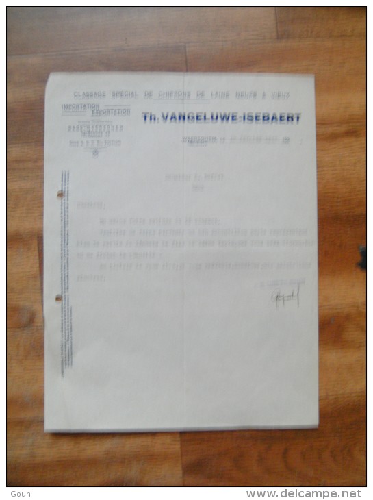 FF Document 1927 Th Vangeluwe Isebaert Rags Waereghem Waregem - ... - 1799
