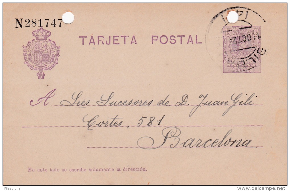 00021 Entero Postal Begoña-Bilbao A Barcelona 1924 - 1850-1931