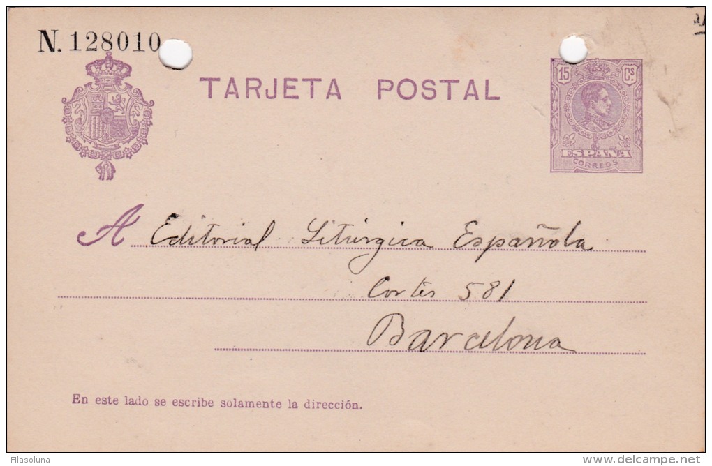 00031 Entero Postal Madrid A Barcelona 1924 - 1850-1931