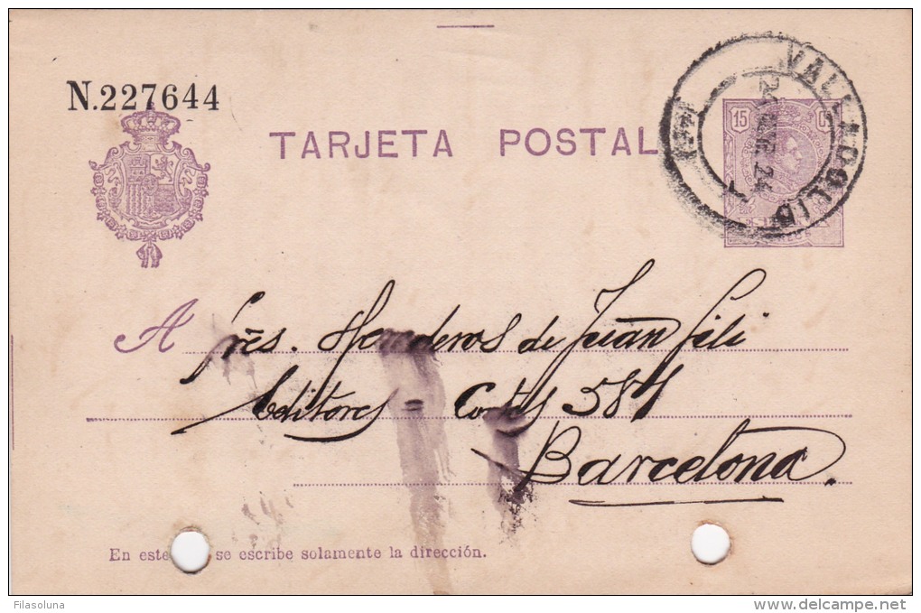 00038 Entero Postal Valladolid A Barcelona 1924 - 1850-1931