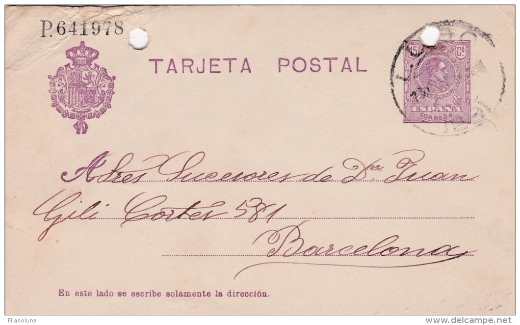 00030 Entero Postal Lugo A Barcelona 1924 - 1850-1931