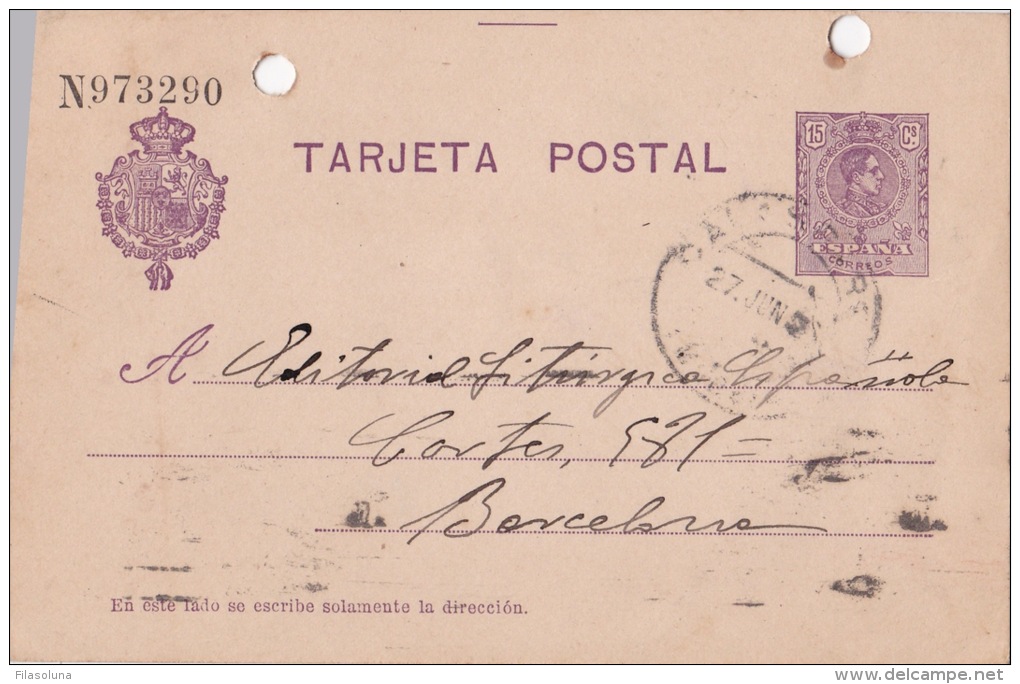 00024 Entero Postal De Calahorra  A Barcelona 1924 - 1850-1931