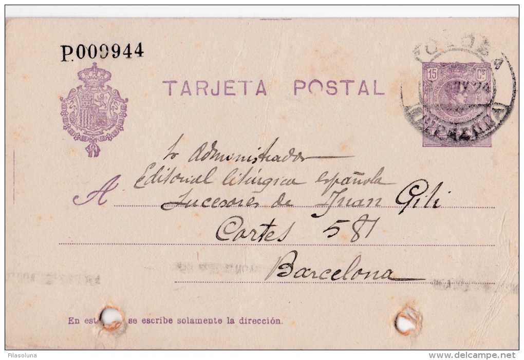 00025 Entero Postal De Guipuzcoa A Barcelona 1924 - 1850-1931