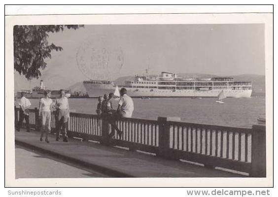 Yugoslavia Crikvenica Harbor Scene With Steamship 1959 Real Photo - Yugoslavia