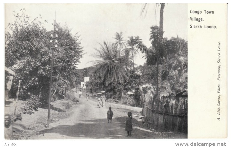 Sierra Leone, , Congo Town Village Street Scene,  British Africa Colony View, C1900s Vintage Postcard - Sierra Leone