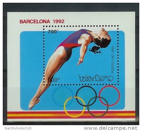 Mua869 SPORT OLYMPISCHE SPELEN ZWEMMEN OLYMPIC GAMES BARCELONA SWIMMING WASSERSPRINGEN STAMPS LAOS 1992 PF/MNH - Zomer 1992: Barcelona