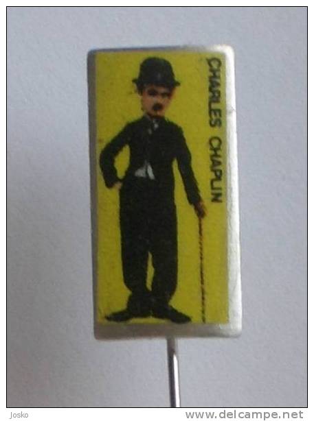 CHARLIE (CHARLES) CHAPLIN - Yugoslavian Old Rare Pin Badge * Silent Film Movie Cinema TV Television Televisione - Kino