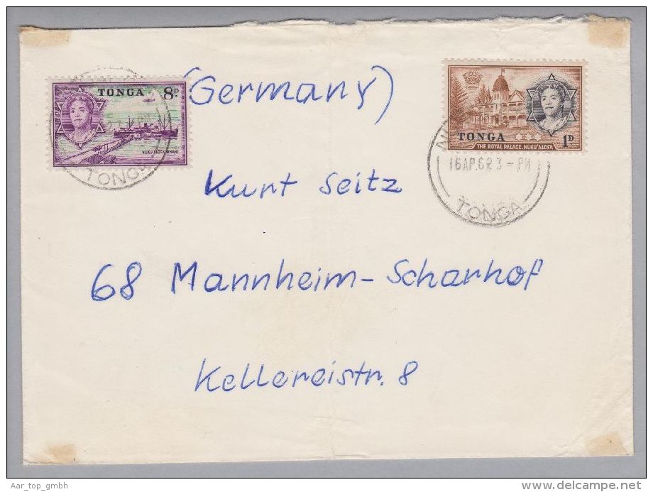 Ozeanien Tonga 1923-04-16 Nuku'Alofa Brief Nach Mannheim - Tonga (1970-...)