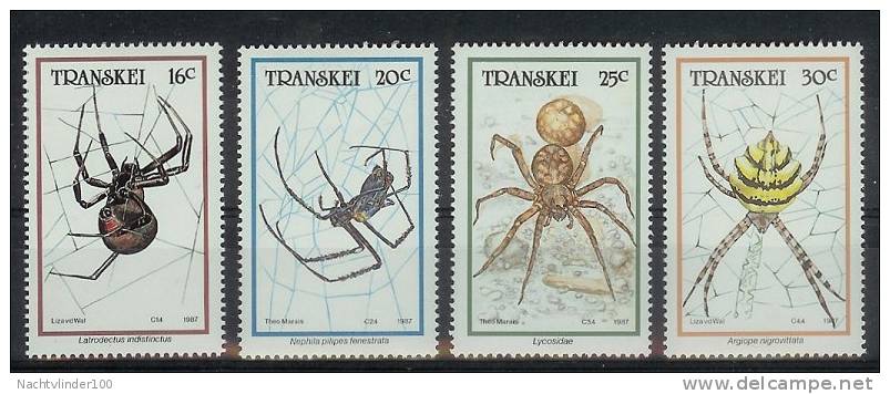 Mzp025 FAUNA ´INSECTEN´ SPINNEN ´INSECTS´ SPIDERS TRANSKEI 1987 PF/MNH - Ragni
