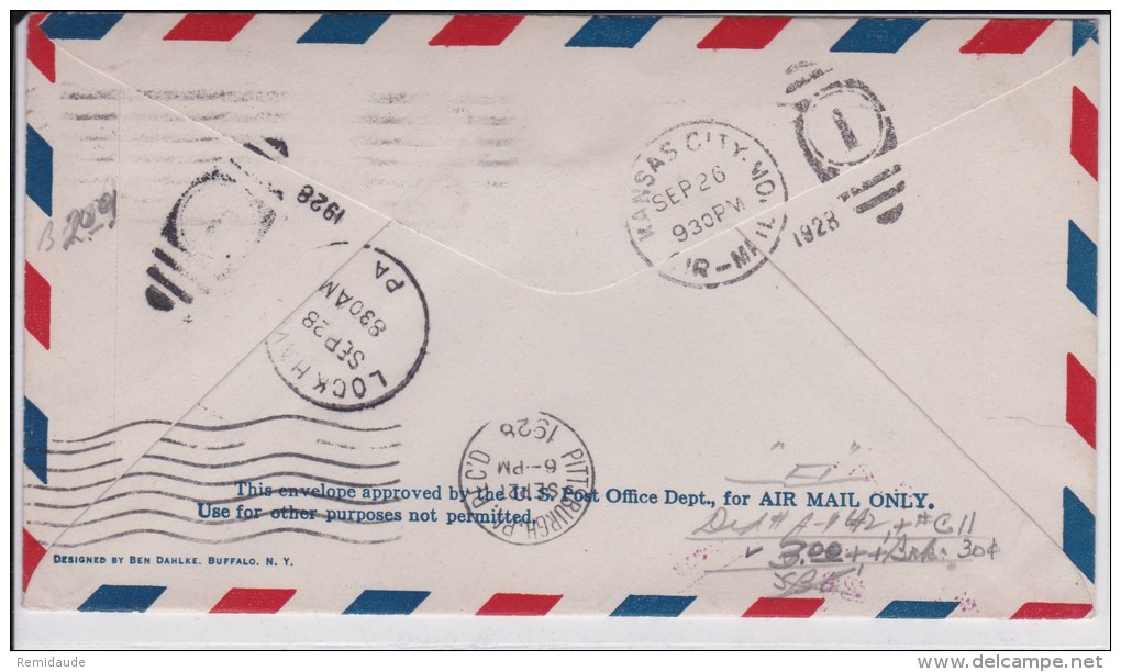 USA - 1928 - POSTE AERIENNE - ENVELOPPE AIRMAIL De COFFEYVILLE (KANSAS) - DEDICATION  MUNICIPAL AIRPORT - 1c. 1918-1940 Cartas & Documentos