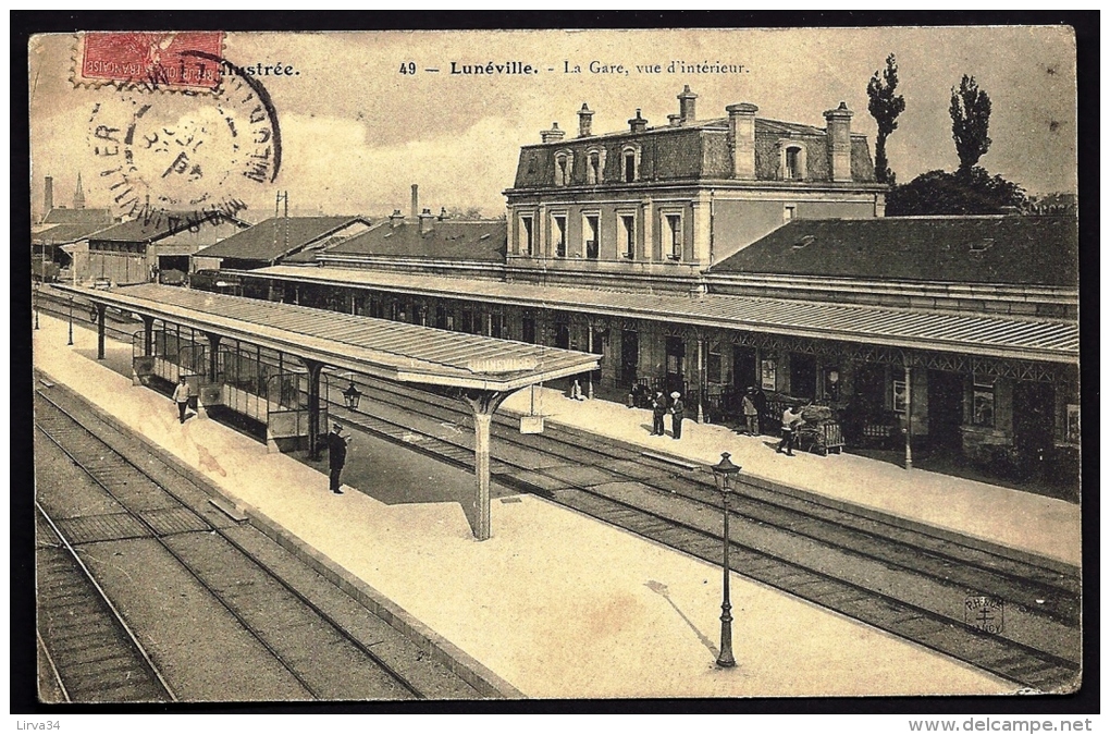 CPA ANCIENNE- FRANCE- LUNÉVILLE (54)- LA GARE- VUE INTERIEURE PLONGEANTE- ANIMATION- GROS PLAN - Luneville