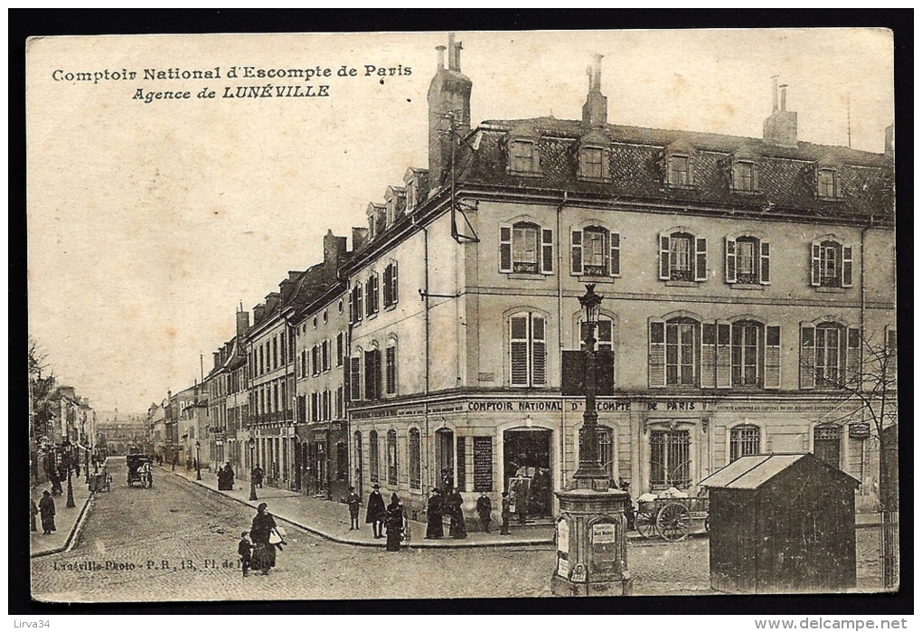 CPA ANCIENNE- FRANCE- LUNEVILLE (54)- COMPTOIR NATIONAL D'ESCOMPTE EN TRES GROS PLAN- BELLE ANIMATION- ATTELAGES - Luneville