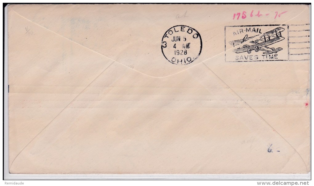 USA - 1928 - POSTE AERIENNE - ENVELOPPE AIRMAIL De DETROIT ( MICHIGAN )  -  FIRST FLIGHT NEW YORK - CHICAGO - 1c. 1918-1940 Cartas & Documentos