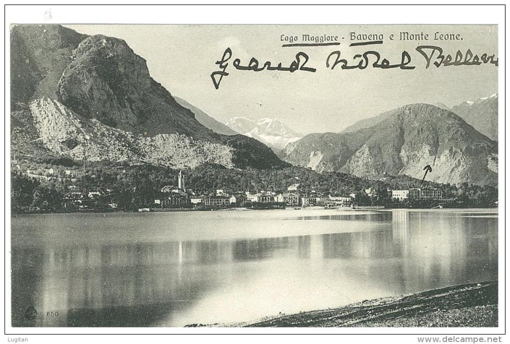 CARTOLINA -  BAVENO - LAGO MAGGIORE E MONTE LEONE - VIAGGIATA NEL 1905 - Verbania