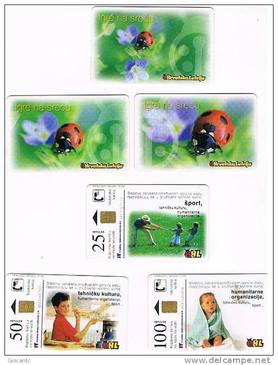 CROAZIA (CROATIA) - CHIP  - HPT 2000 HRVATSKA  LUTRIJA: COMPLET SET OF 3      - USED -  RIF. 6743 - Ladybugs