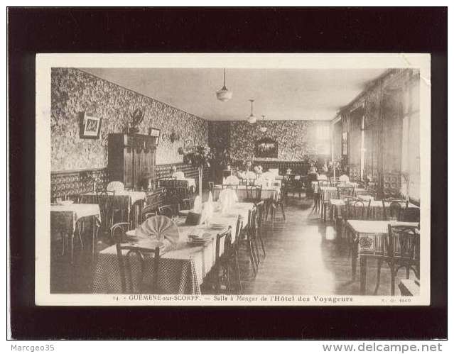 56 Guéméné Sur Scorff Salle à Manger De L'hotel Des Voyageurs édit. X.o. 1940 N° 14 Dos Note D'hôtel - Guemene Sur Scorff