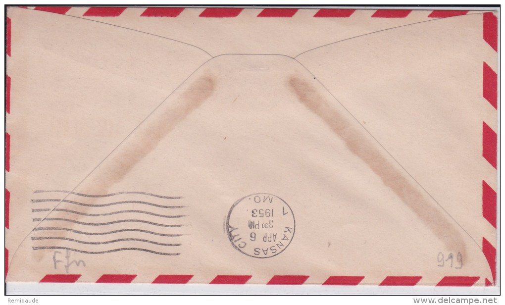 USA - 1953 - POSTE AERIENNE - ENVELOPPE AIRMAIL De JUNCTION CITY ( KANSAS ) -  FIRST FLIGHT - 2c. 1941-1960 Cartas & Documentos