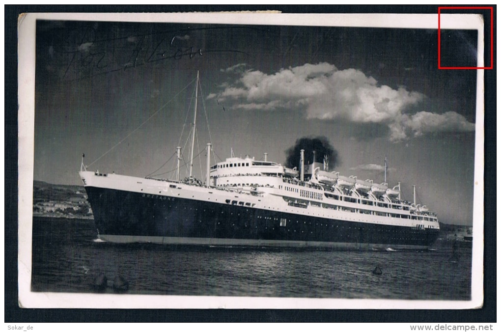 AK Dampfschiff "Bretagne", Senegal-Barcelona, Ship Boat Steamer Bateau, RF-Postes - Steamers