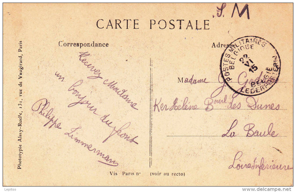 La Guerre  14/16  L.C.H. Paris Nr 211   écrite En 1915  "Les Inondations De L´Yser "        Voir Scans - Weltkrieg 1914-18